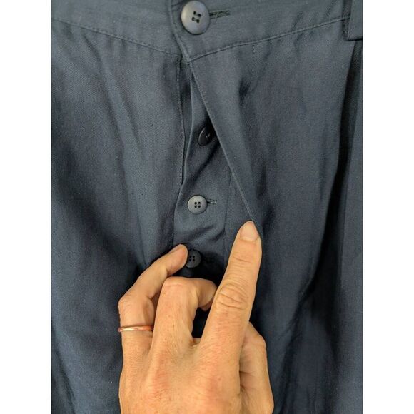 Go Silk Wide Leg Pants women's 4 navy blue 100% silk flowy minimalist coastal - Picture 4 of 8